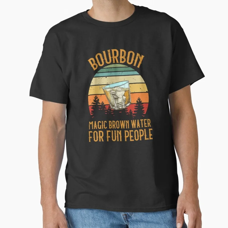 

BOURBON WHISKEY Funny whisky lover design Short-sleeve crewneck T-shirt for men large size Adult Tops S-6xl