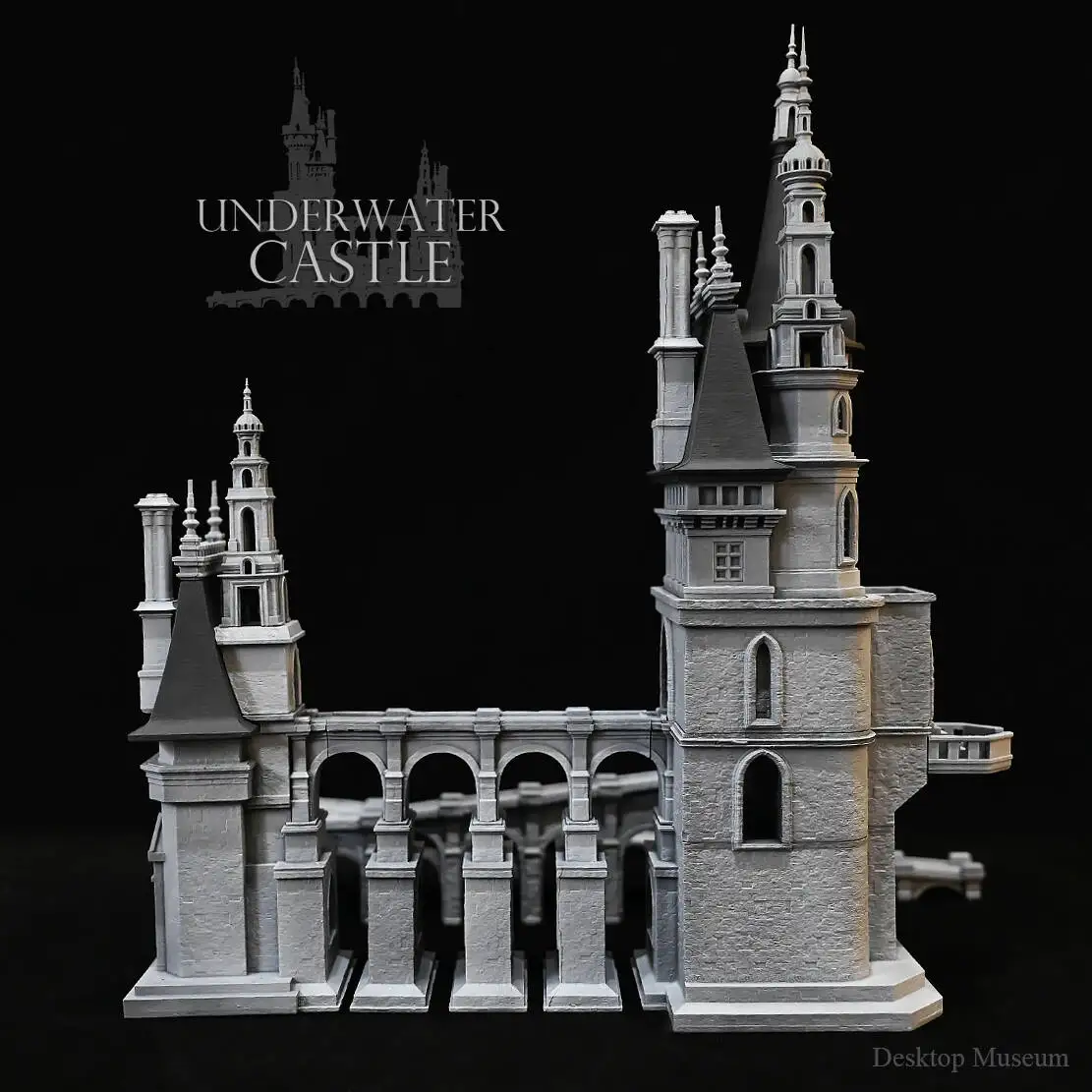 Handcrafted Resin Castle Water Scene Aquarium Ornament Full Set Large Scale Fish Tank Decor