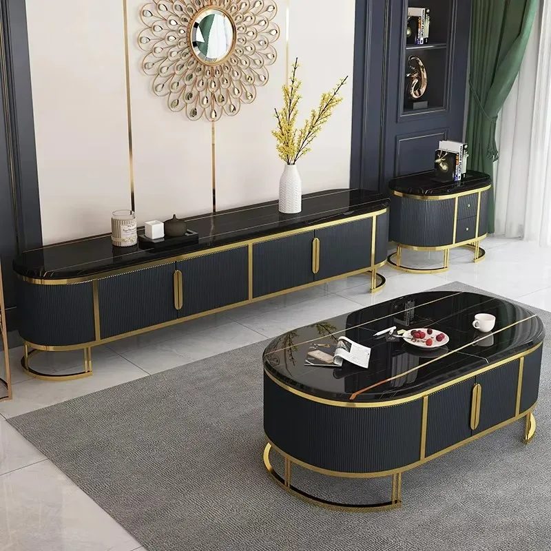 Factory Direct Compatible With Light Luxury Rock Panel TV Cabinet, Coffee Table, Modern Small Unit Living Room