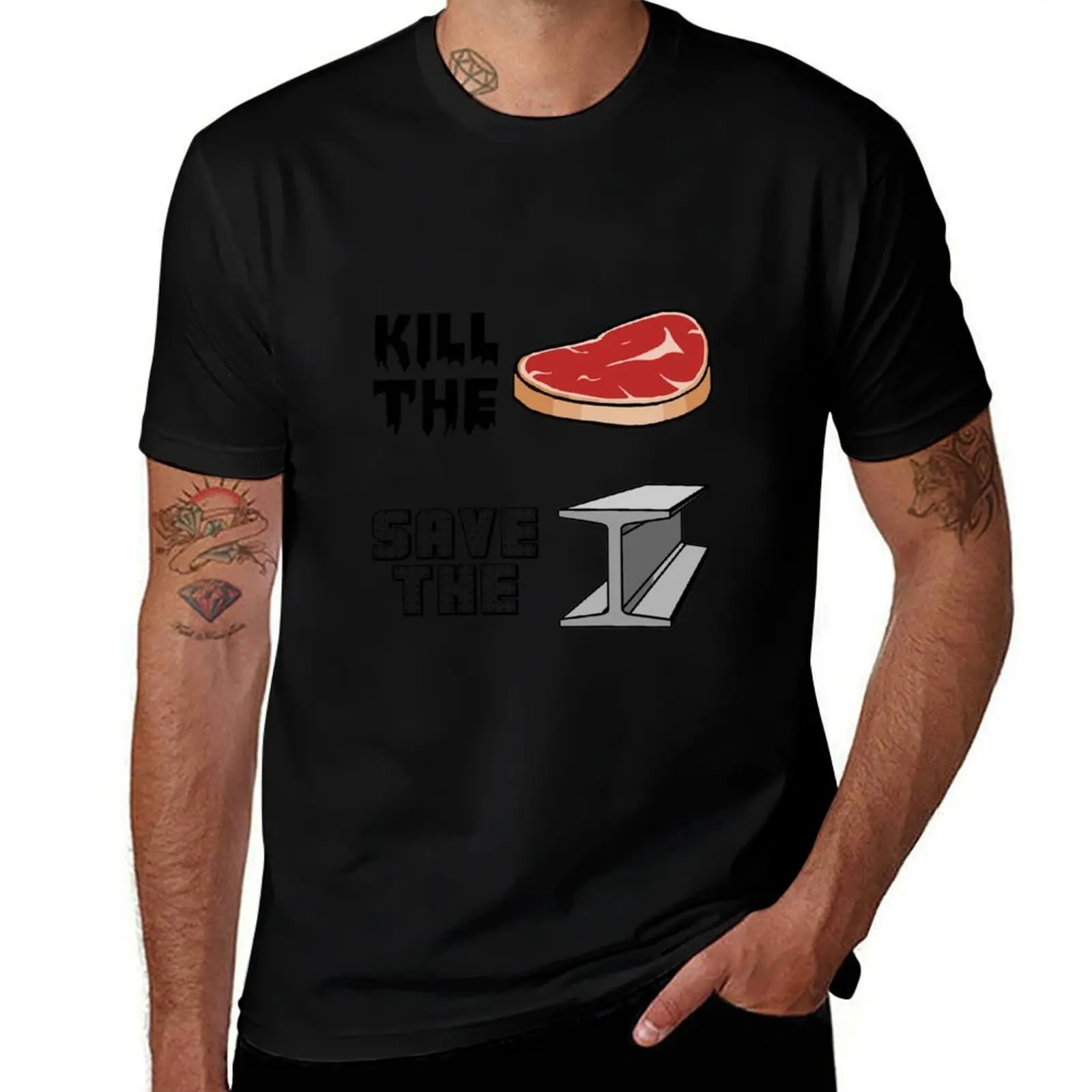 Kill the Meat. Save the metal. T-Shirt Fashion Pattern Printed Tee Shirt T-Shirt