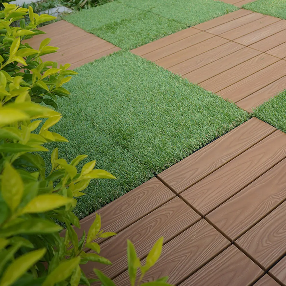 

4 Pcs Artificial Lawn Grass Mat Portable L scaping Decor DIY Brick Fake Turf Plastic Garden grass tiles patio