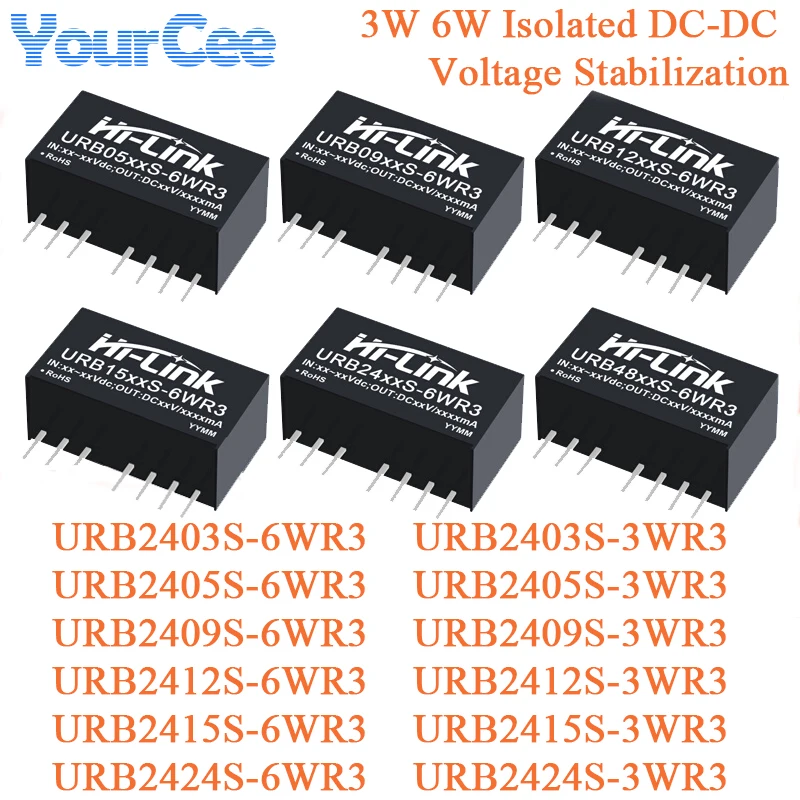 Moduł izolowany DC-DC 3W 6W 24V (9-36V) do 3.3/5/12/15/24V Stabilizacja napięcia URB2403S URB2405S URB2409S URB2412S URB241 — zdjęcie produktu 6