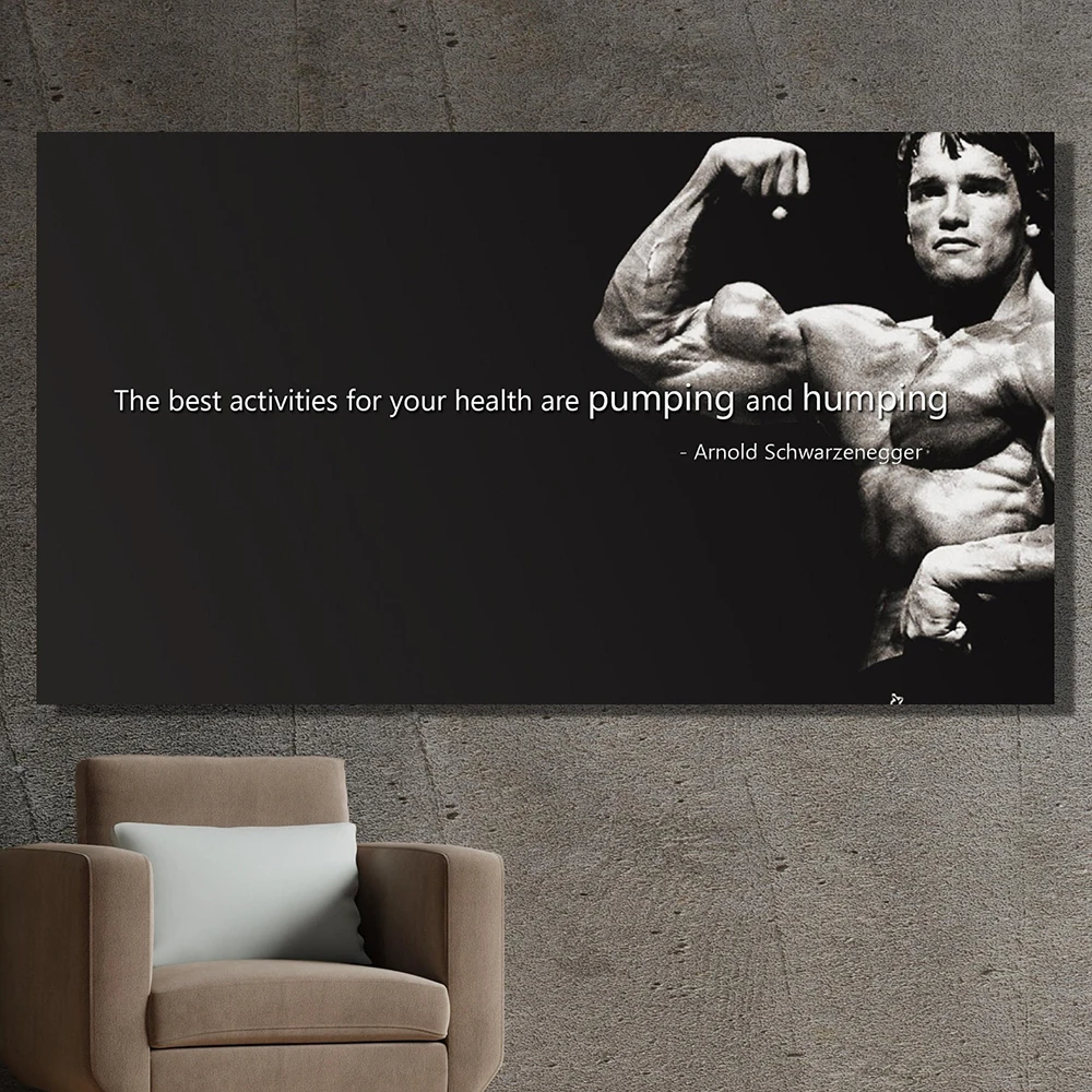 Gym Motivational Wall Art Print Schwarzenegger Bodybuilding Poster Fitness Inspirational Canvas Painting Living Room Home Decor