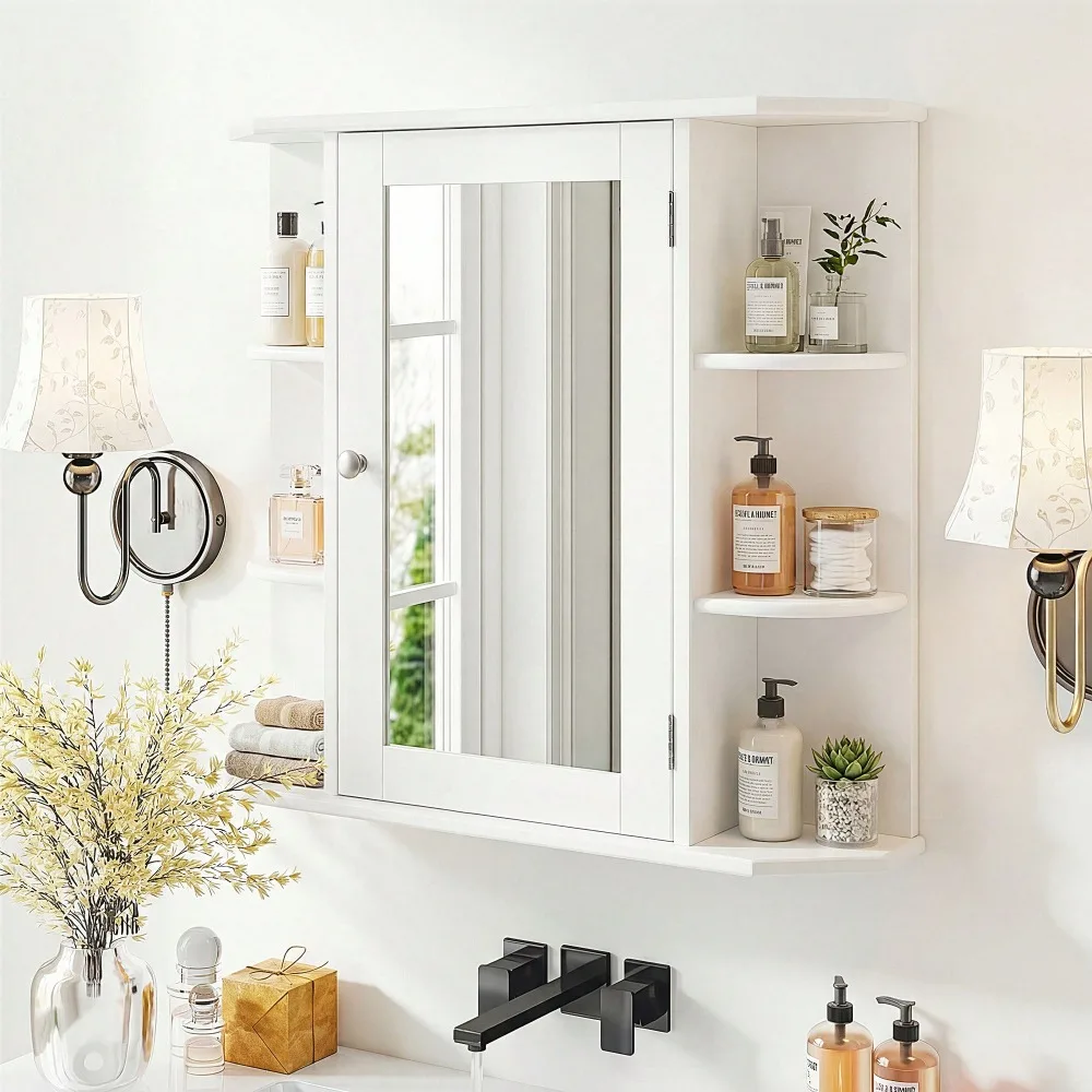 Medicine Mirror Cabinet For Bathroom, Surface And Recessed Mount