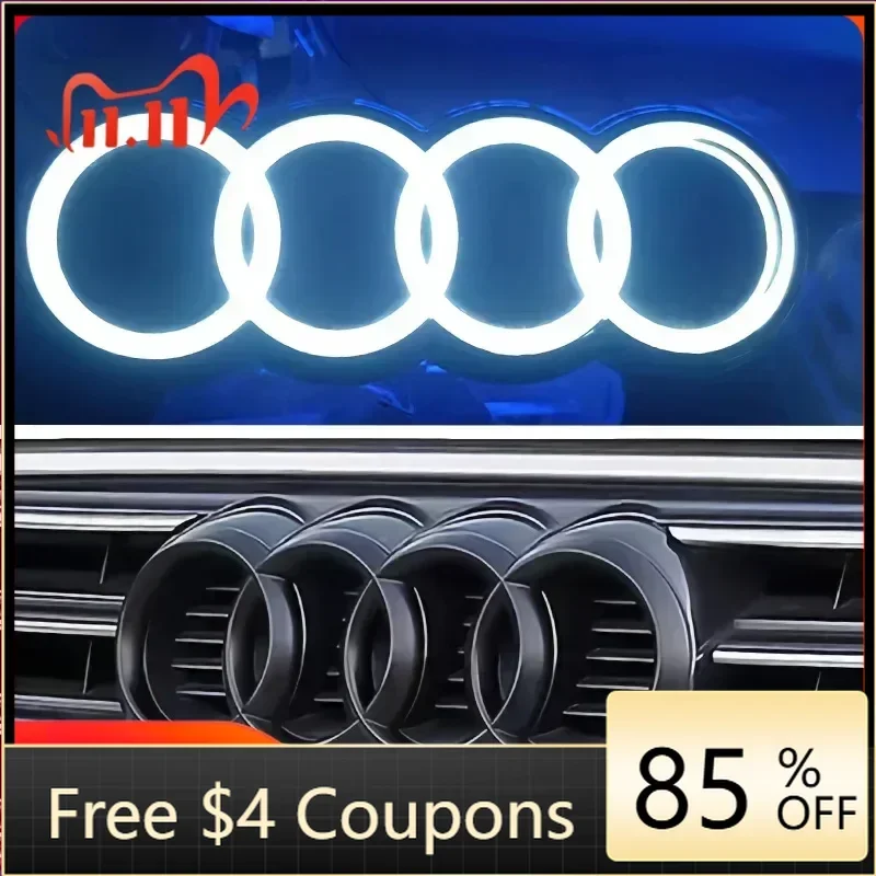 

Новая наклейка на автомобиль для Audi: Светодиодная лампа-логотип для передней решетки, статический белый свет, 249, 273, 285 мм, для AUDI A3, A4, A5, A6, A7, A8, S3, S4, S