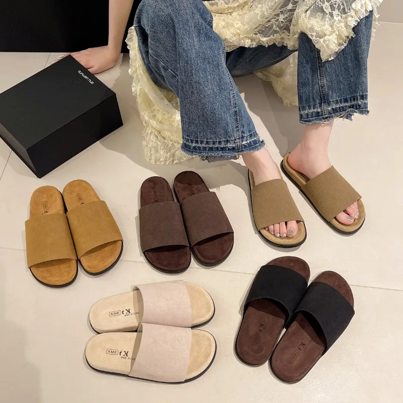 

Новинка 2023 года, летние женские тапочки больших размеров, сандалии на плоской подошве с открытым носком, женские удобные нескользящие сандалии, женская обувь