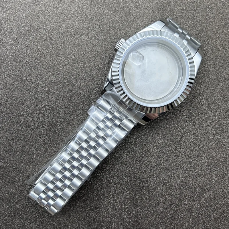 อุปกรณ์ตกแต่งนาฬิกาสำหรับตัวเรือนนาฬิกาแบบ Dog Teeth Ring Log ขนาด 36/39 มม. ตัวเรือนและสายสแตนเลสสำหรับกลไก NH35/36