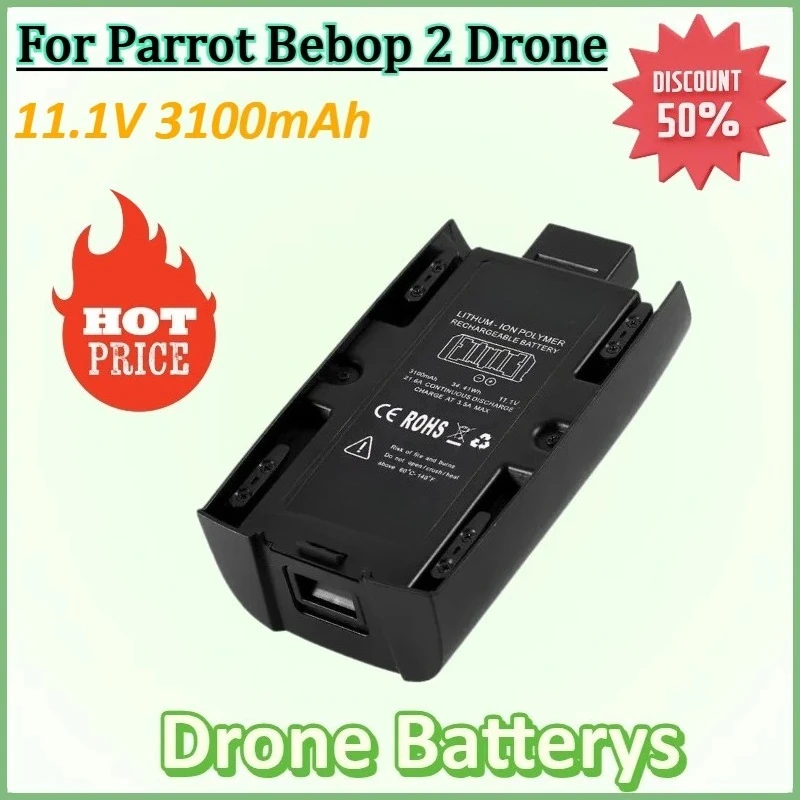 

New 11.1V 3100mAh for Parrot Bebop 2 Drone Battery Upgrade Lipo Lipo Upgrade Rechargeable Battery for RC Quadcopter Parts
