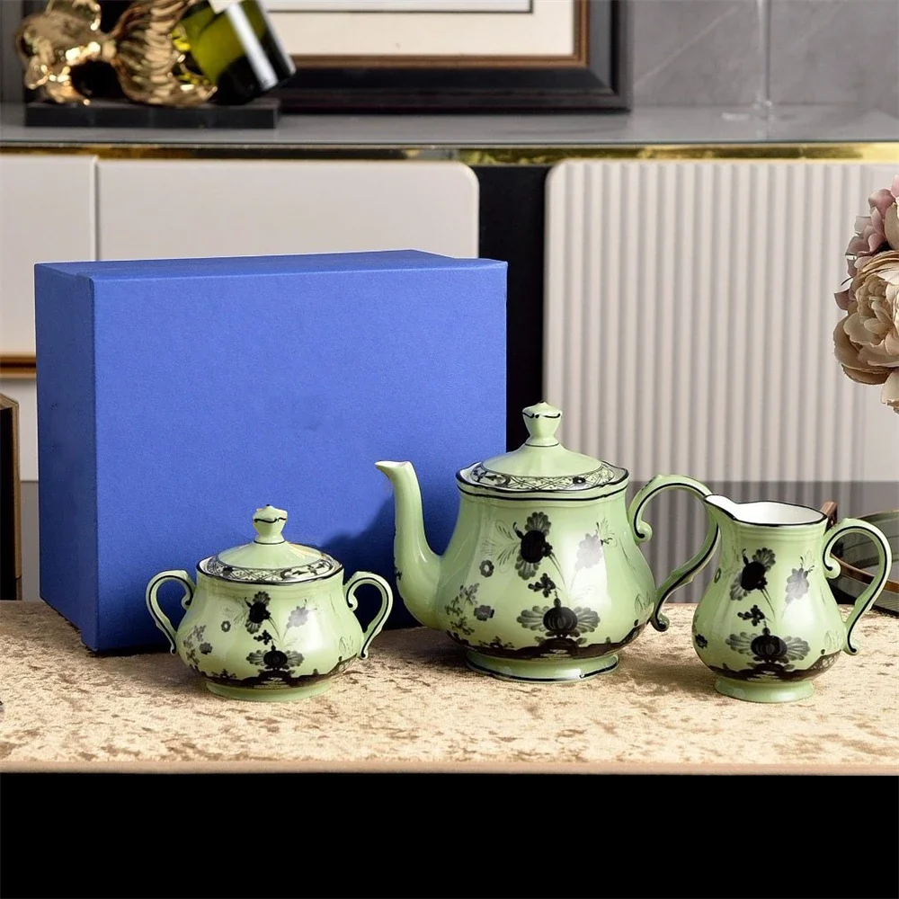 Italian Phnom Penh Ceramic Teapot Sugar Milk Pot Milk Pot Kitchen Supplies Khaki Curry Pink Blue Yellow Gift Box Gift