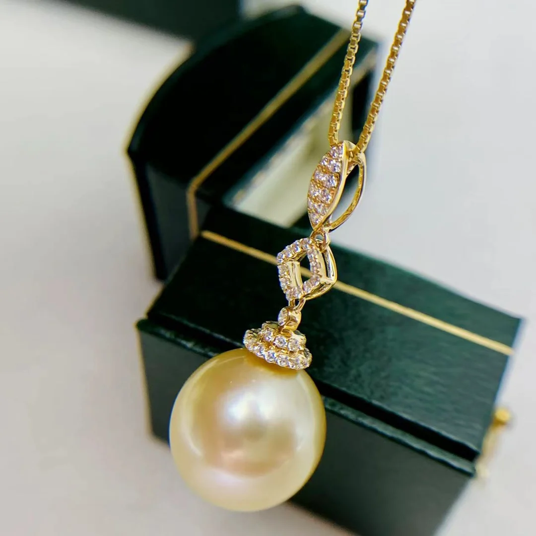 JY2023 DIY 18K 13mm Pearls Pendants Bases Pedestals Necklaces for Women Not Include Pearls JCY