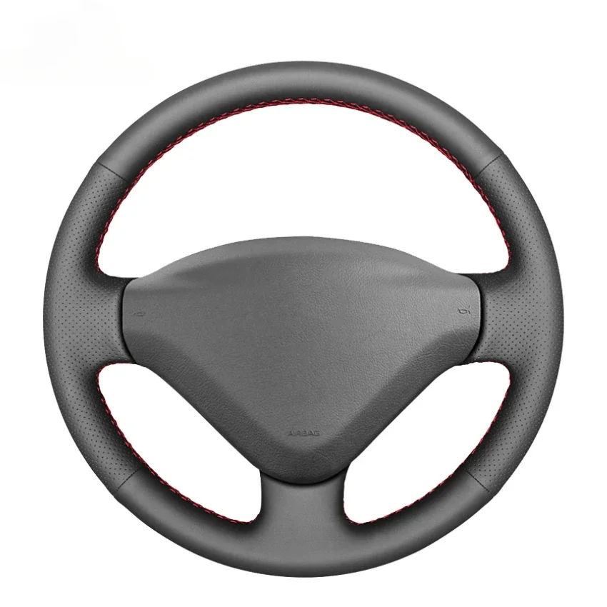 Czarny pokrowiec na kierownicę ze sztucznej skóry do Peugeot 207 Expert Partner Citroen Berlingo Jumpy Fiat Scudo Toyota Proace 2006-2018