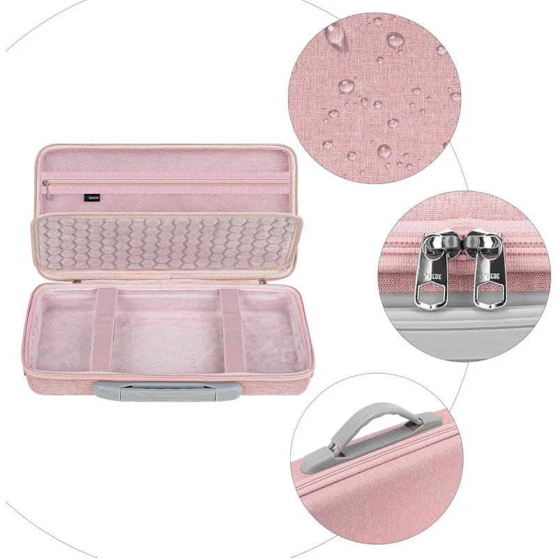 Geekria Keyboard Bag Compatible with LOFREE DOT Foundation75%/Lipstick Elegant84, YUNZII C75 Travel Computer Keyboard Case(Pink)