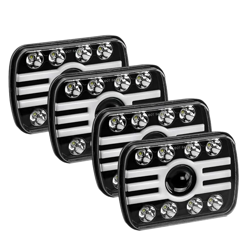 

4Pcs 240W 5X7inch 7X6inch LED Headlight Hi-Lo Beam Halo DRL for Jeep Cherokee XJ
