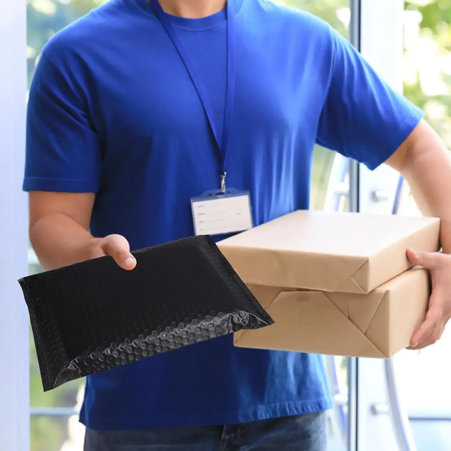 Bolsas de envío de piezas para embalaje, sobre de burbujas negro, suministros para pequeñas empresas, paquete de entrega de correo, 100