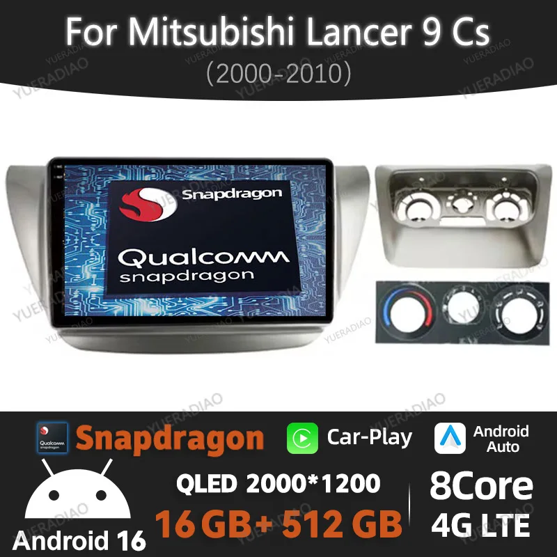 Android 16 Car Radio For Mitsubishi Lancer 9 CS 2000 - 2012 Multimedia Stereo Video Player GPS NAVI 4G WIFI Carplay Auto QLED BT
