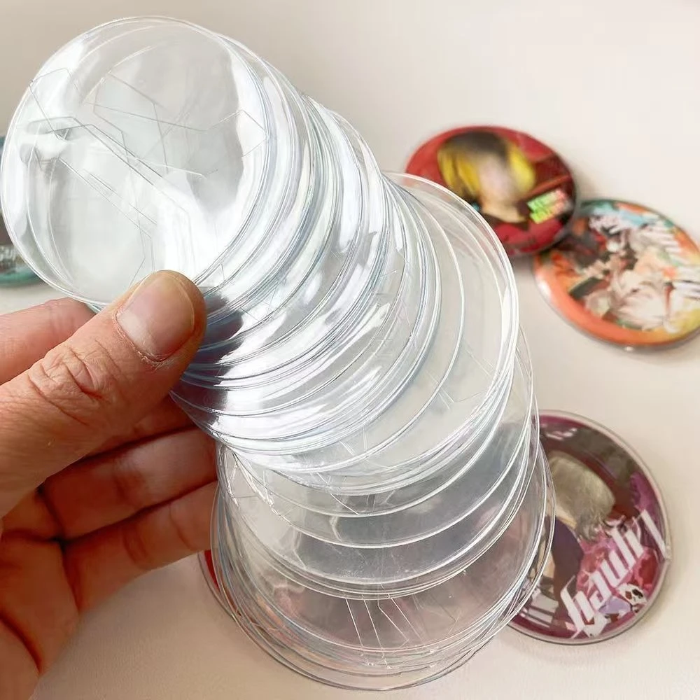 10pcs Badge Protector Case 58mm/75mm Transparent Bag Pins Protective Case Round Anime Badge Display Cover Student Supplies Gift