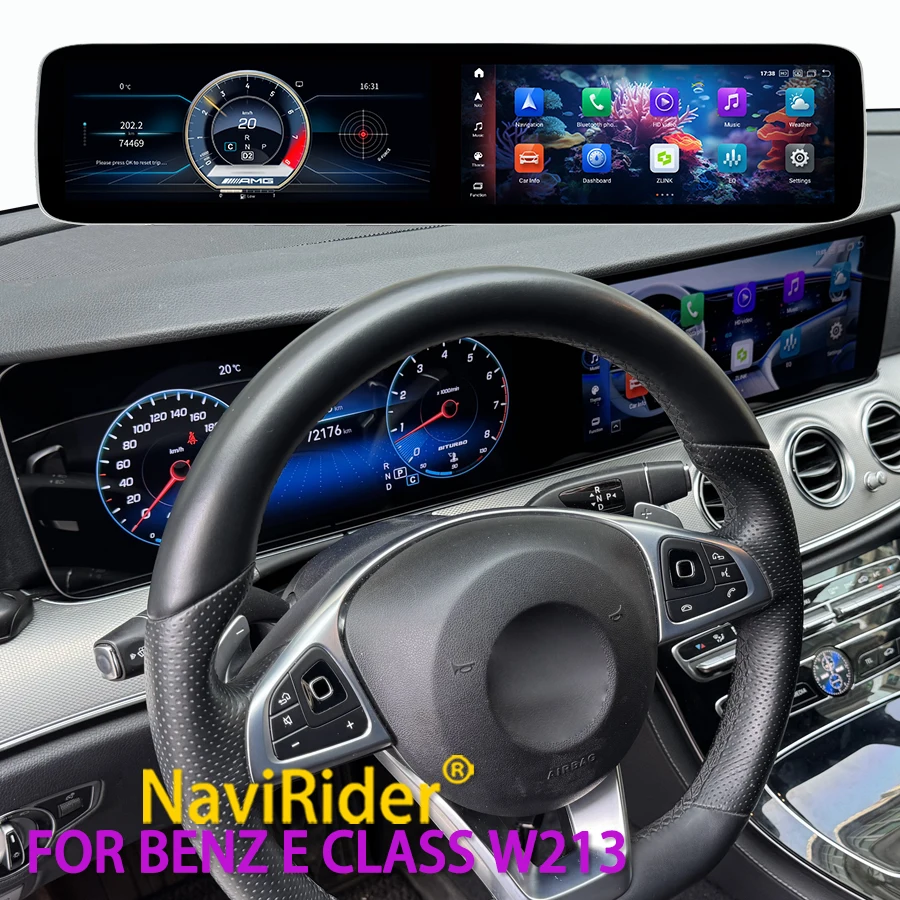 N For Mercedes-Benz E Class W213 2017-2023 Car GPS Navigation Head Unit Multimedia Player Qualco Dual Screen Carplay Car Android
