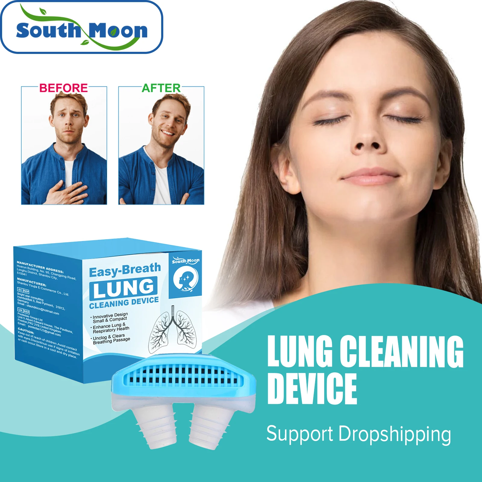 Lung Cleansing Device Nasal Inhaler Lung Detox Support Easy Breath Avoid Nose Congestion Allergic Rhinitis Dispel Cold Dampness