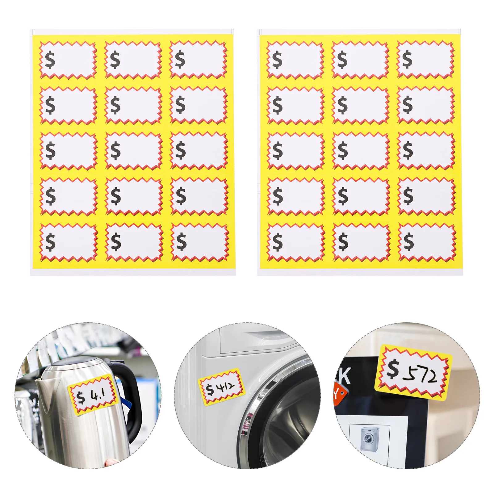 

10 Sheets Yard Blank Price Tags Multi-Use Pricing Labels For Retail Store Removable Adhesive Writable Stickers Pp Synthetic