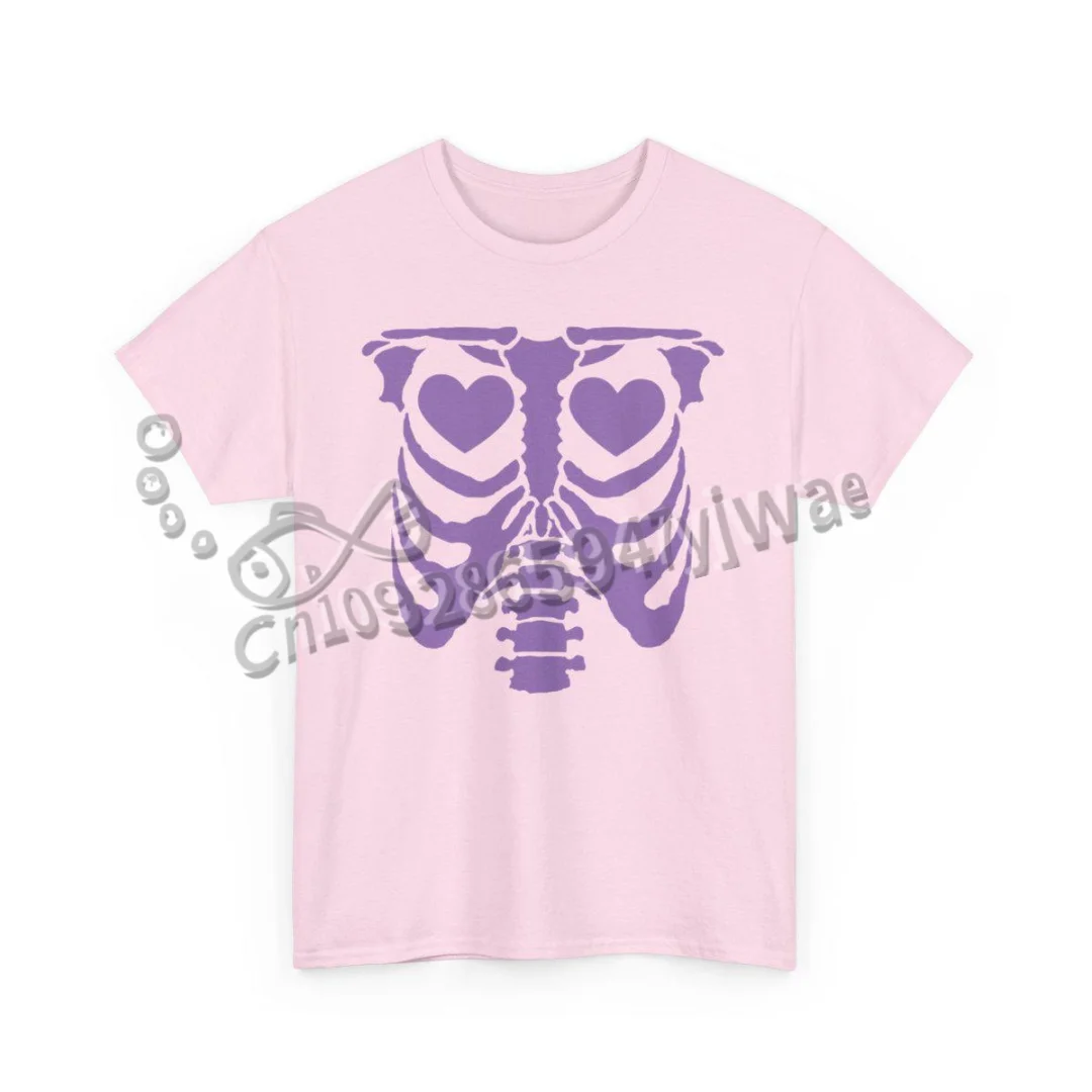 Rosa Rippen-Skelett-Fledermaus-Shirt Halloween Pastell-Gothic-Stil Hexen-Shirt Kleidung Yami Kawaii Streetwear T-Shirt Damen- und Herrenbekleidung – Detail 10