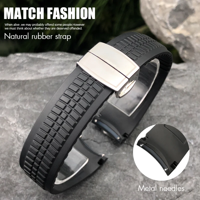 High Quality Rubber Strap Metal Pin 21mm Watch Band Fit for PATEK 5167A 5167R AQUANAUT Philippe PP Brown Waterproof Bracelets