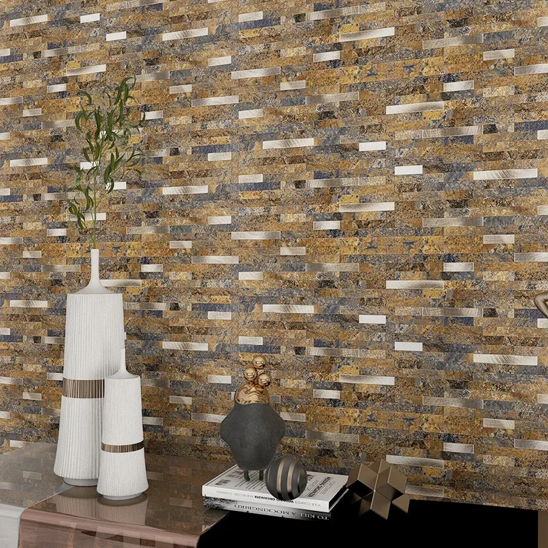 Mosaic Aluminum Backsplash PVC Wall Stickers Kitchen Wallpaper Backsplash Bedroom Living Room Self-adhesive Waterproof 3d Tiles