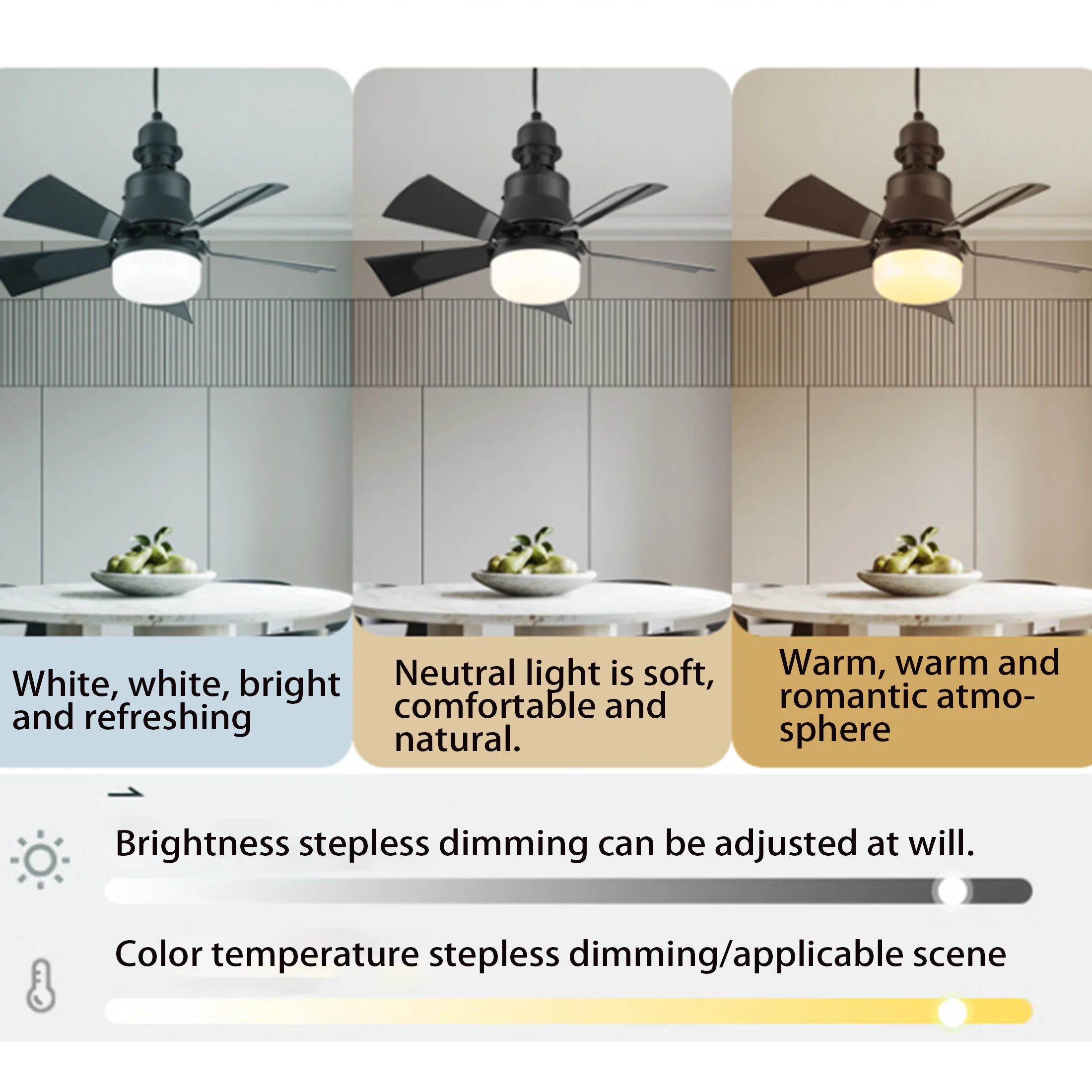 

Fan lamp screw household quiet small fan lamp hanging dining room bedroom fan lamp.