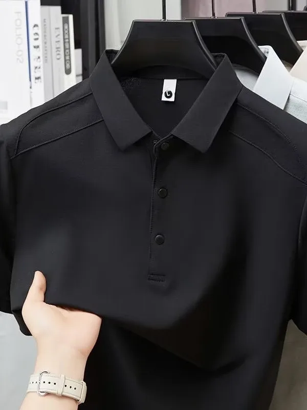 3D Ice Sensation Negative Ion Men's  Shirt Casual Lightweight Short Sleeve Turn-down Collar Quick Dry Breathable T-shirt