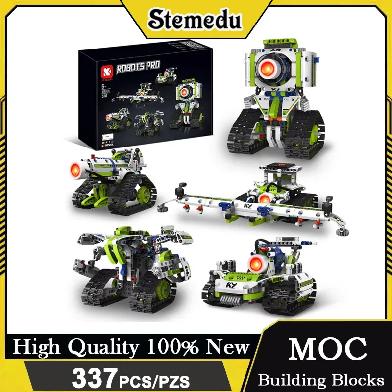 

337PCS Electric Remote Control 5 IN 1 Digital Display Programming Robot Building Blocks K96158 Detailed STEM Assembly Toy Gift