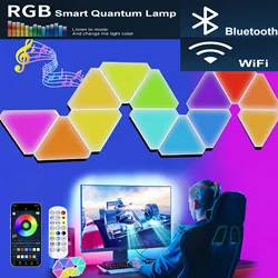 ​WiFi For Bluetooth 5V USB Triangle Lamps Music Sync Atmosphere LED Lights for Game Bedroom Wall Lamps RGB Magic Rhythm Lamps