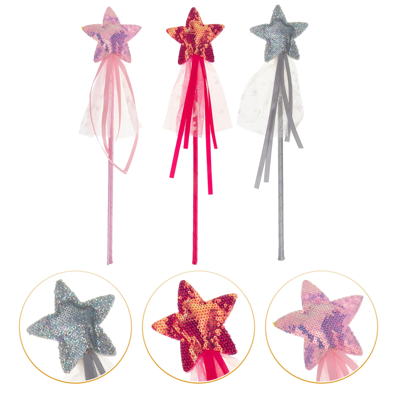 3 stuks glanzende fee toverstaf ster stok feestartikelen cosplay prop kinderen meisje podium kinderen feestartikelen meisje fee stok