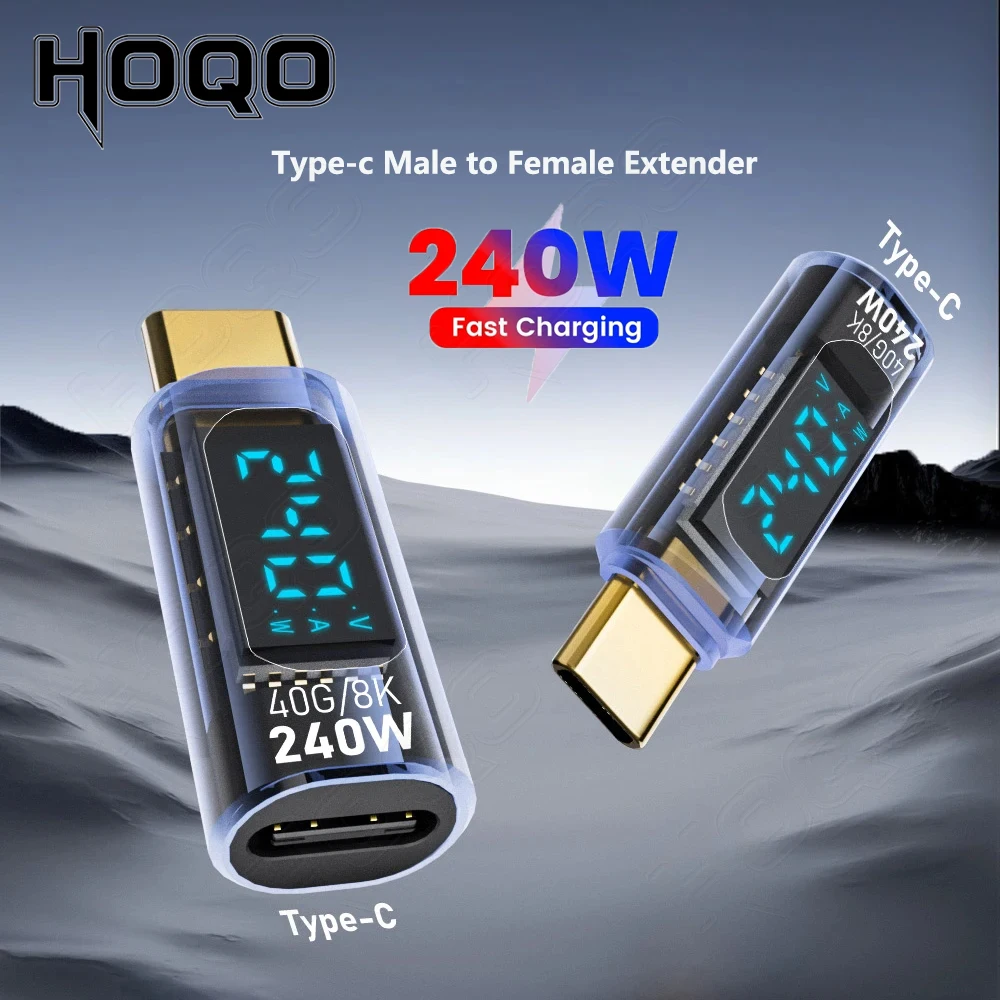 

240W Type-C Male to Female extension Adapter 5A Digital Display Type C OTG 8K Video Transfer for iPhone15 Samsung Tablet Laptop