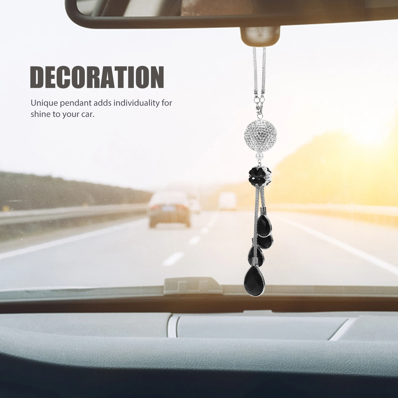 

Car Crystal Pendant Hanging Ornament for Rearview Mirror Decor Accessories White Waterdrop Four Leaf Car Interior
