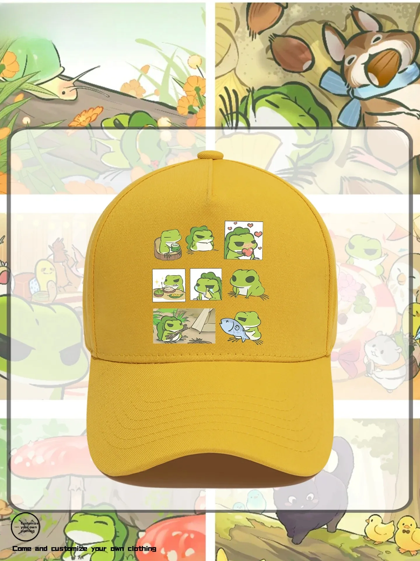 Travel Frog Cartoon Classic Game Baseball Cap Unisex Loose Summer Casual Hat Men's Sun Protection Wide Brim Cotton Cap