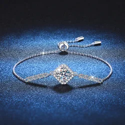 S925 Sterling Silver Moissanite Bracelets Radiant Square Bag Women Bracelet D 1CT GRA for Wedding Party Fine Jewelry Gift