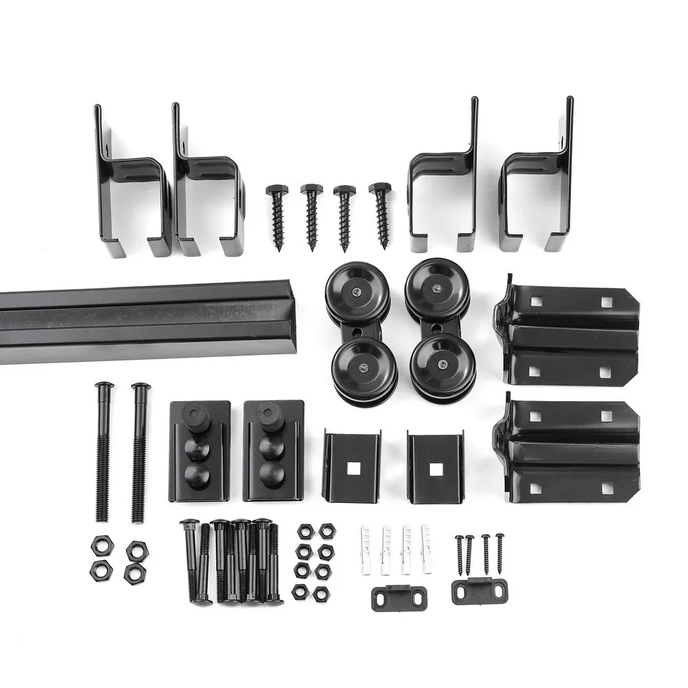 Heavy Du ty Single Bypass Door Track System Steel and Brass T-Track Hanger Set for Sliding Door Hardware for Building