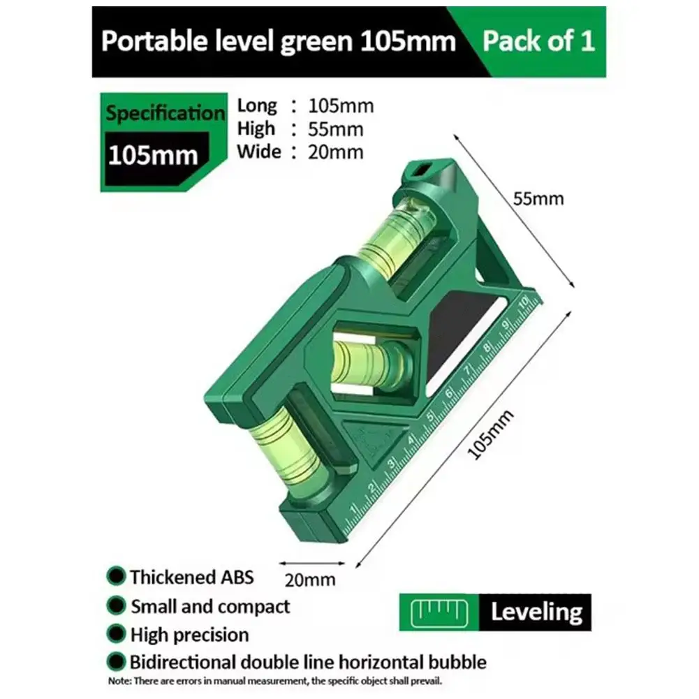 New Mini Protractor With Metric Ruler Woodworking Level Gauge Horizontal & Vertical Measure Portable Magnetic Pocket Level Gauge