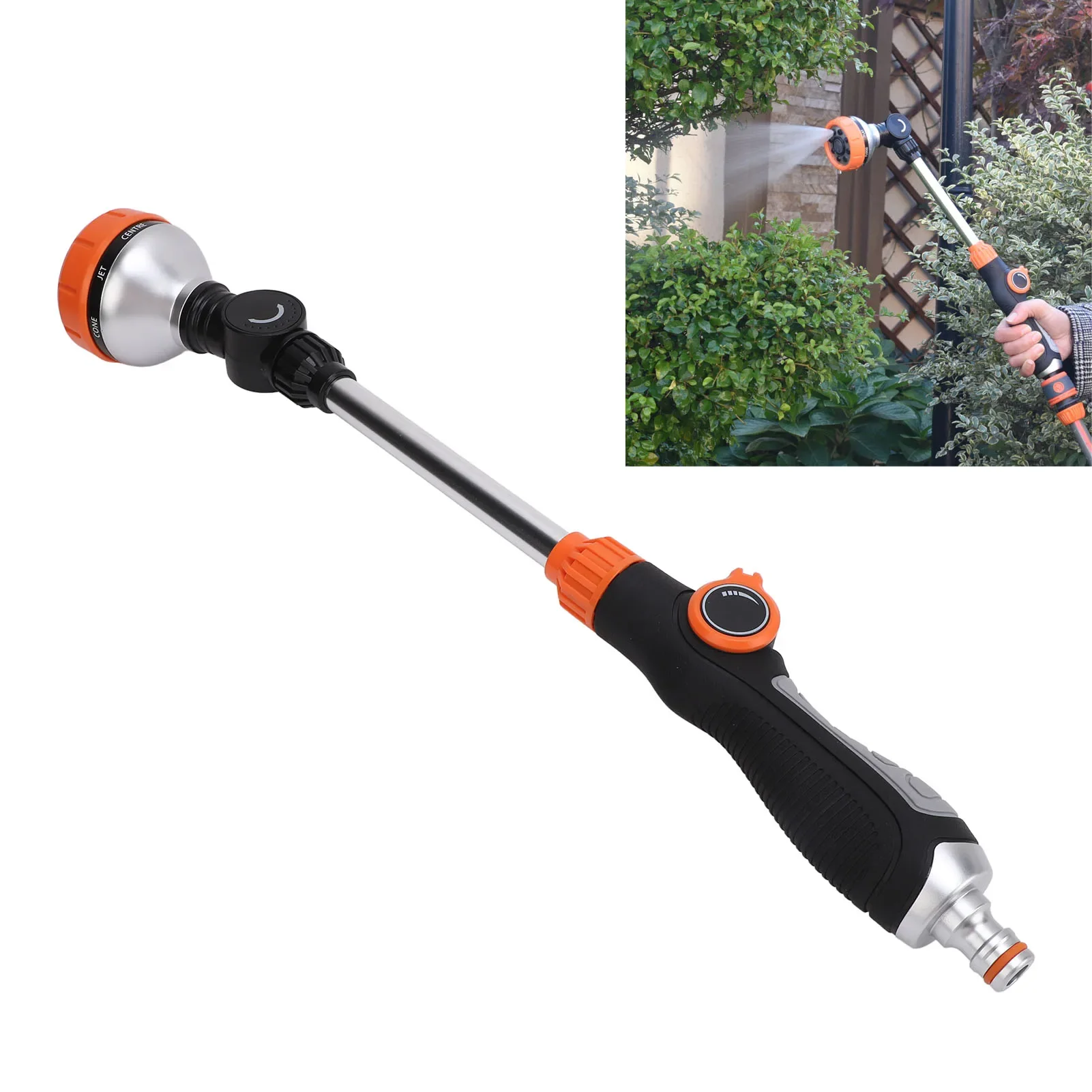 Garden Hose Wand 8 Patterns Multifunctional ABS TPR Aluminum Alloy Long Hose Nozzle Sprayer For Agriculture Irrigation Car