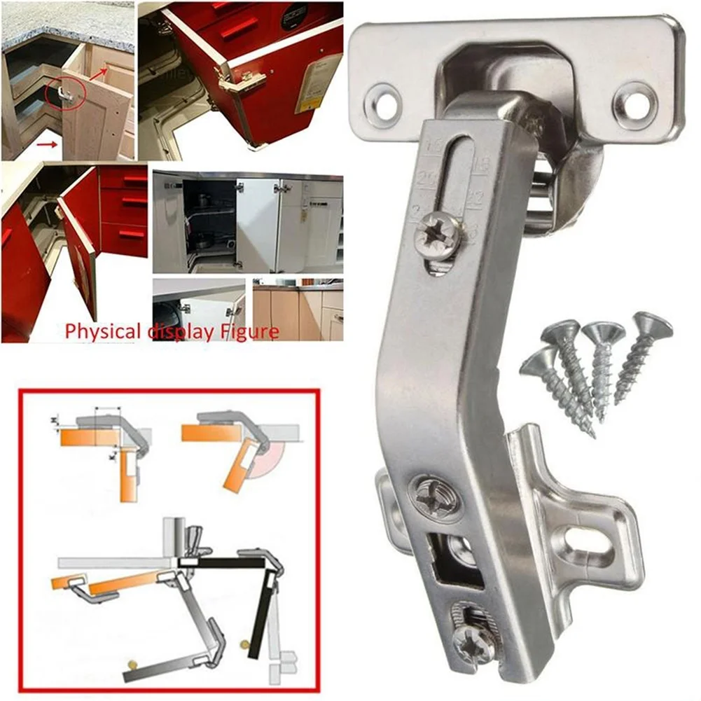 Corner Cabinet Door Hinges Kitchen Cupboard  Door Hinge135 Degree With Screws Furniture Soft Close Door Hardware Accessories