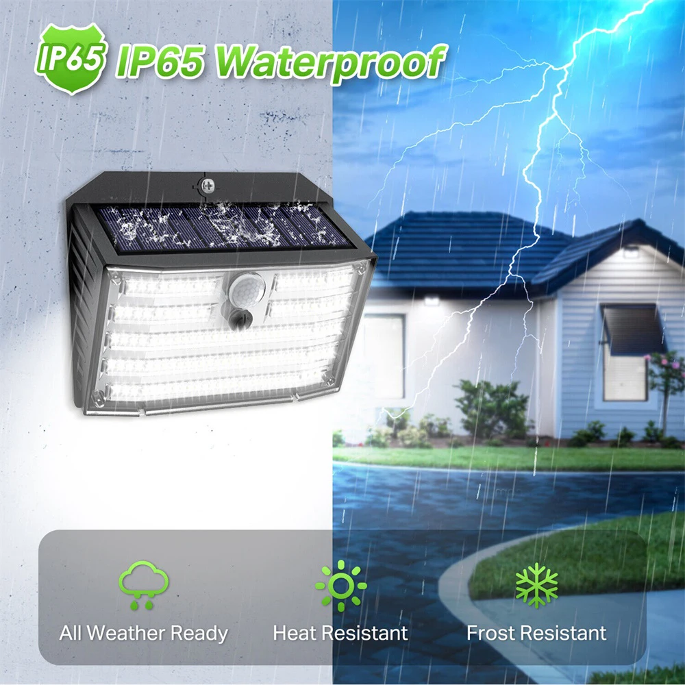 Luzes led movidas a energia solar ao ar livre para jardim recarregável lâmpada de parede externa com sensor de movimento à prova dwaterproof água luz solar