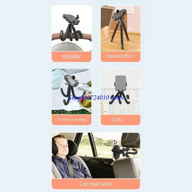 77HD Tripod Stand Phone Holder Mount Phone Tripod Pushchair Crib Cellphone Tripod Travel Phone Holder Bracket
