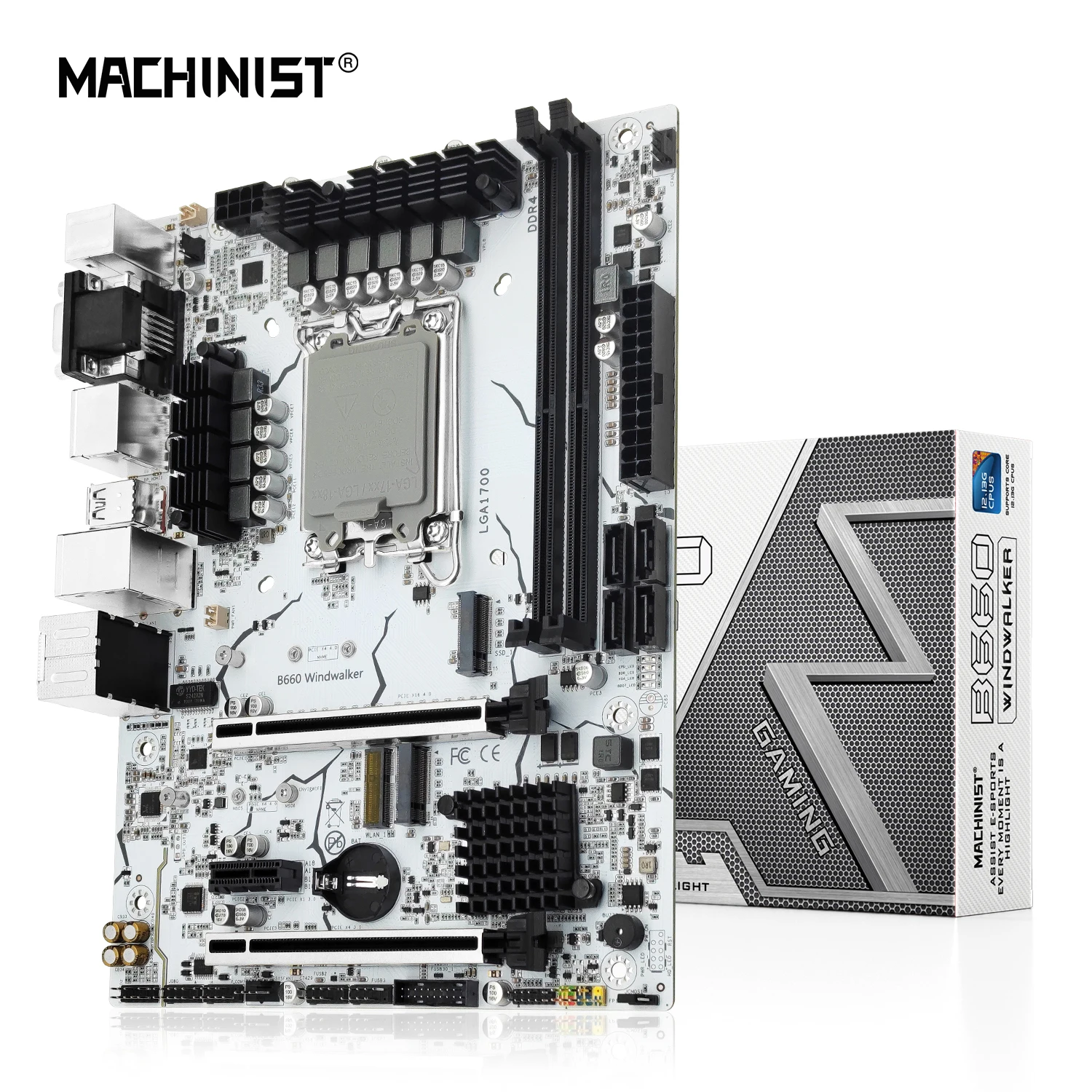 

MACHINIST B660 Windwalker Motherboard LGA 1700 Processor Support Intel Core 12 13 Gen CPU DDR4 RAM Memonry NVME M.2 SATA3.0 WIFI