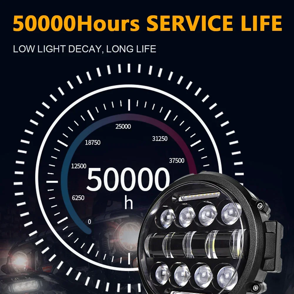 7 Inch 200W Round Spot LED Pods Light Bar High/Low Beam DRL Led Work Driving Lamp For Truck Jeep Off Road SUV ATV LED Headlight