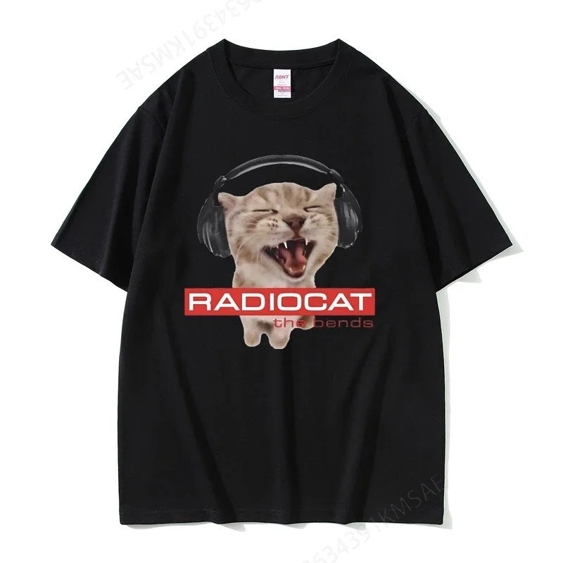 British Rock Band Radiohead Print Tshirt Funny Radiocat The Bends Graphic T-shirts Men Women Vintage Gothic Oversized T Shirts