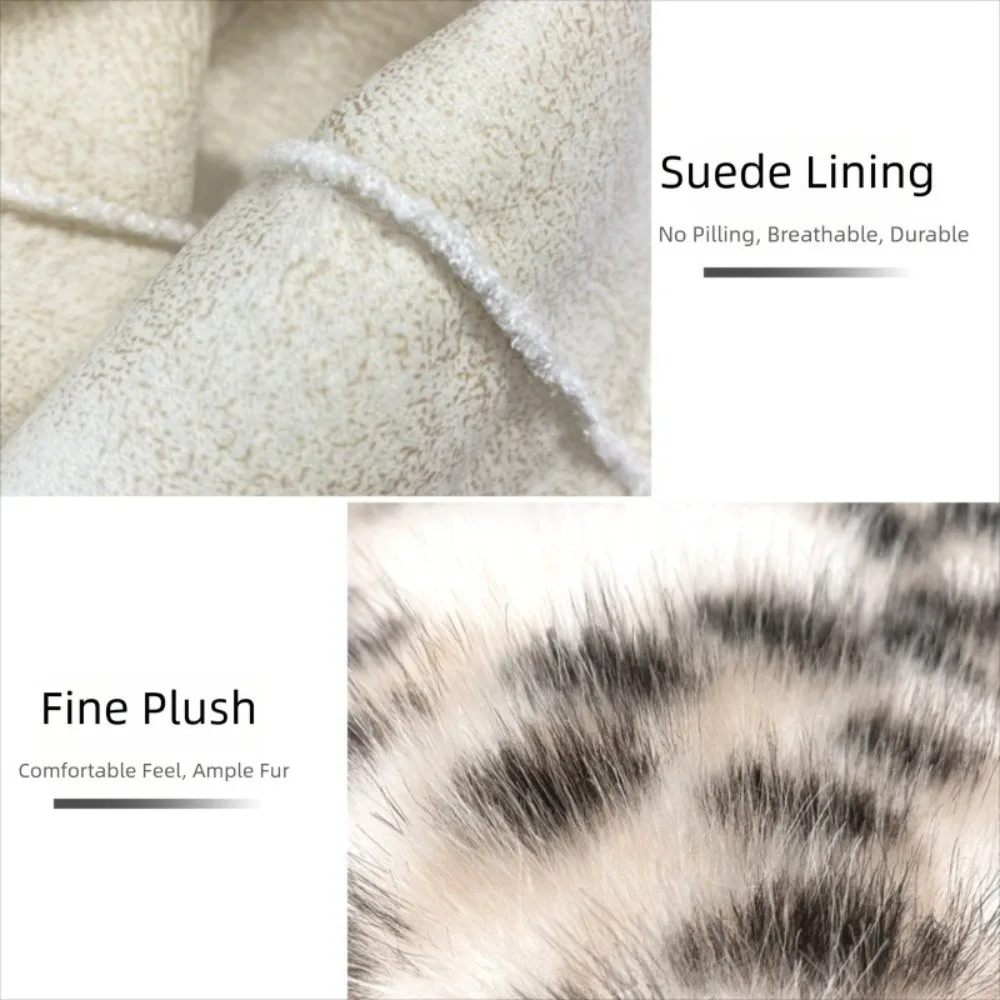 Cute Fluffy Fur Leopard Hat Bear Ear Tiger Pattern Beanie Cap Keep Warm Bucket Hats Winter