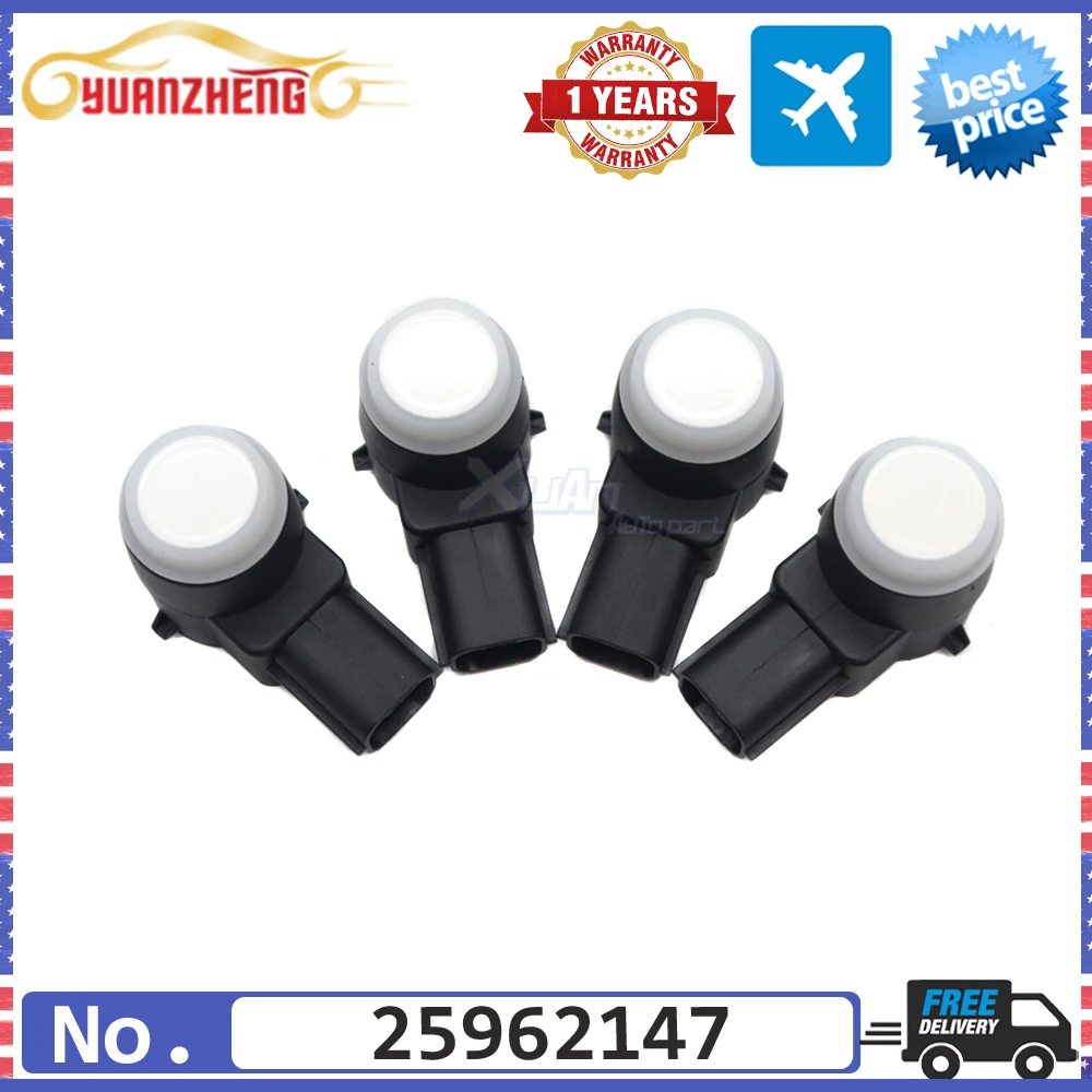 4x PDC Parking Sensor 25962147 For Buick Lucerne Cadillac Escalade Chevrolet Avalanche Silverado Tahoe GMC Yukon 25961317 White