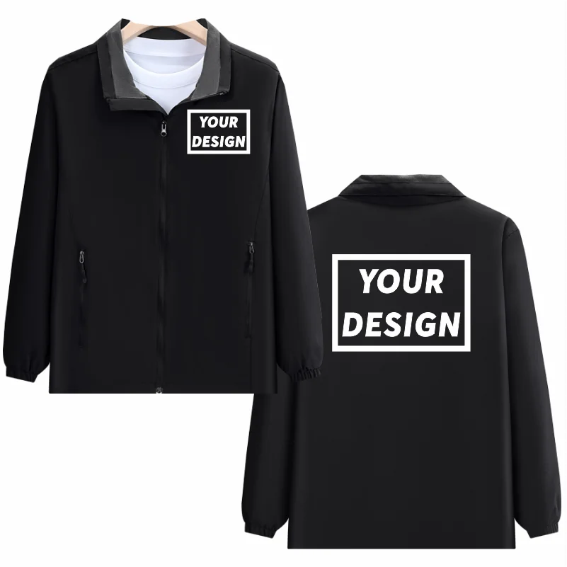 

Casual Stand Collar Jacket Custom Logo Outdoor Sports Team Windbreaker Printing Design Thin Jacket Embroidery Personal Brand