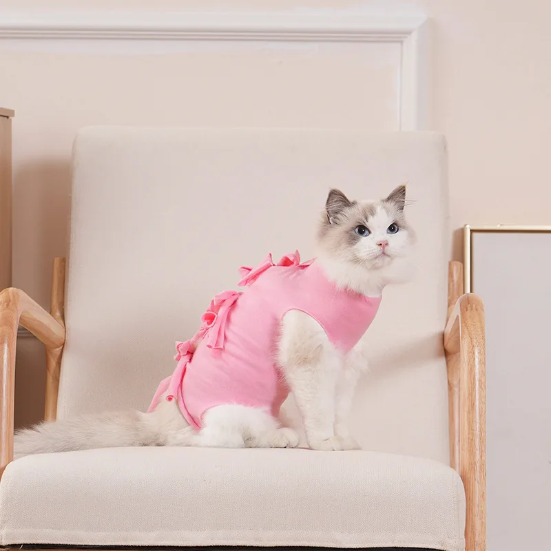 Cat Recovery Suit After Surgery Breathable Elastic Anti-Lick Spay Vest Post-Surgery Weaning Healing Clothes for Female Cats