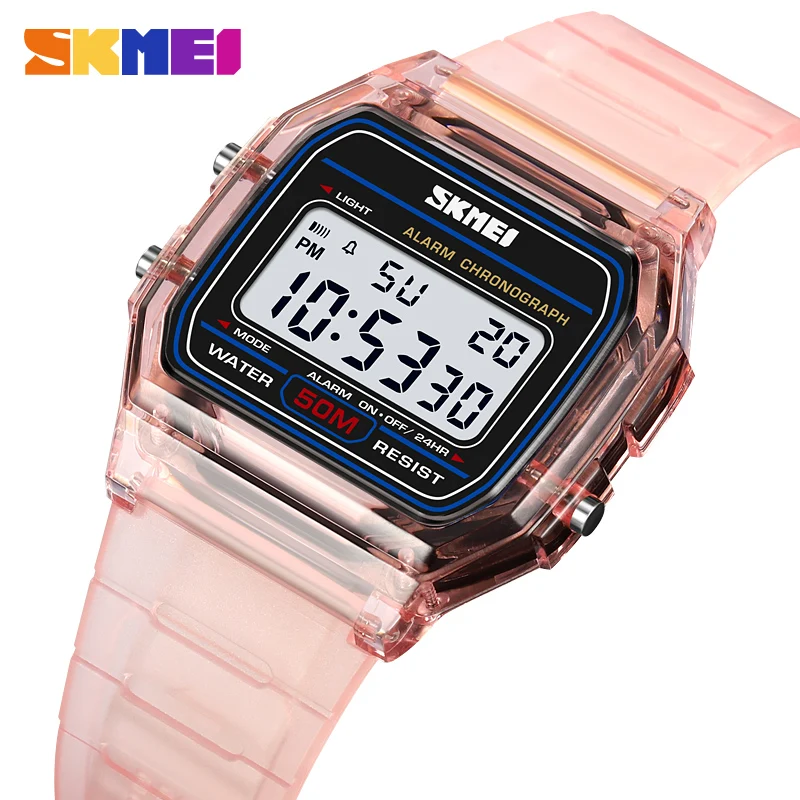 SKMEI Casual Chrono Digital Women Sport Watches Fashion TPU Strap Waterproof Wristwatch For Ladies Female Alarm Relogio Feminino