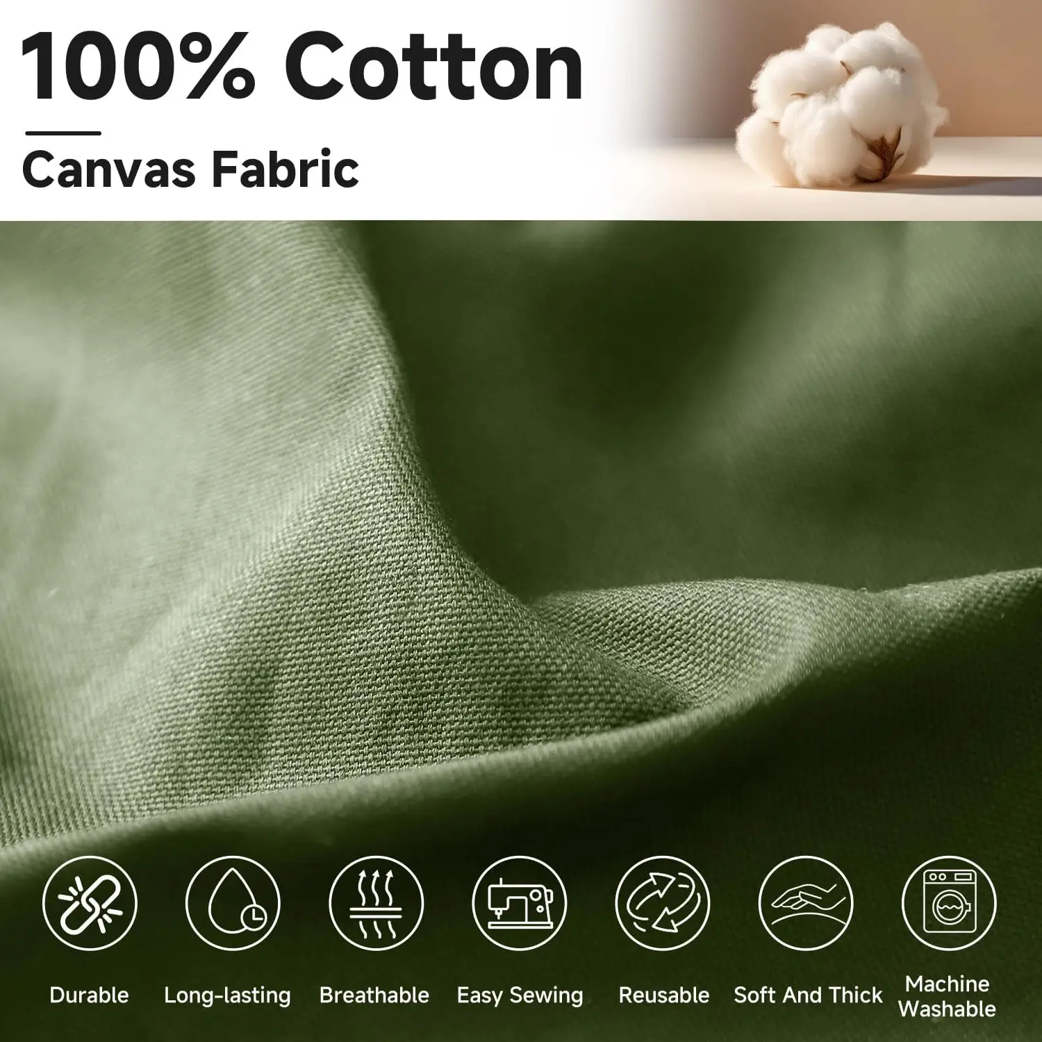 Simple&Opulence Cotton Canvas Fabric Textile By The Meter for Sofa Covers Tablecloth Diy Cushion Sewing Drape Cloth Decorative